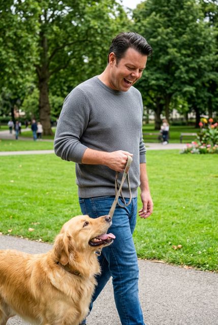 Bobby dating photo, Dog in the park, AI-generated
