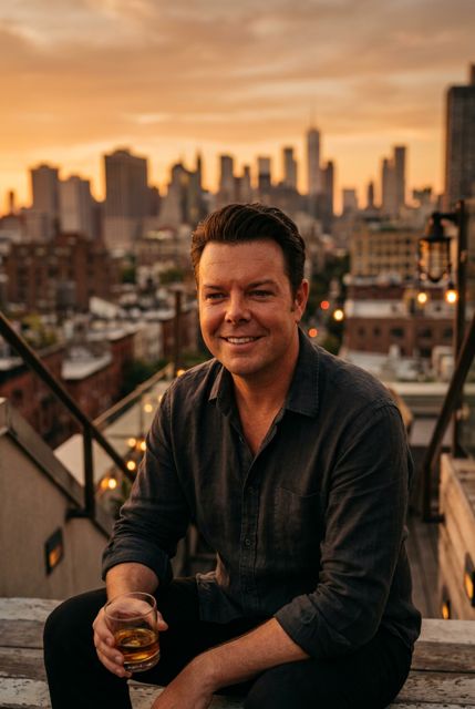 Bobby dating photo, Rooftop sunset, AI-generated