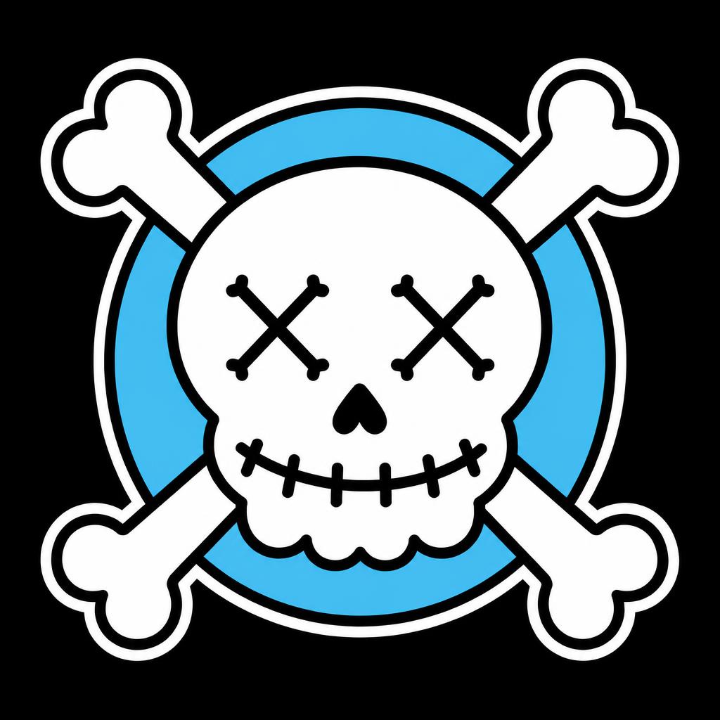 Zippen Daniels skull mark in electric cyan on black