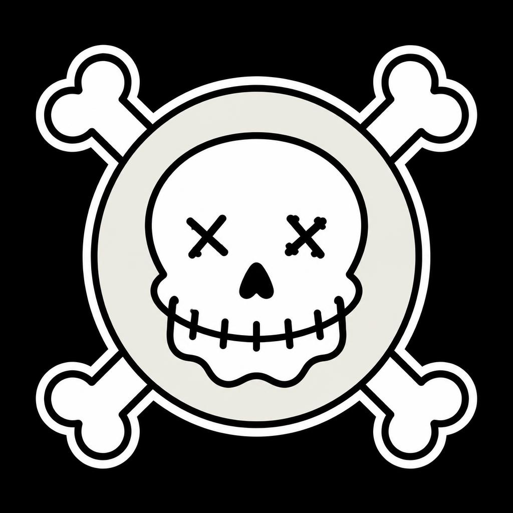 Zippen Daniels skull mark in bone white on black