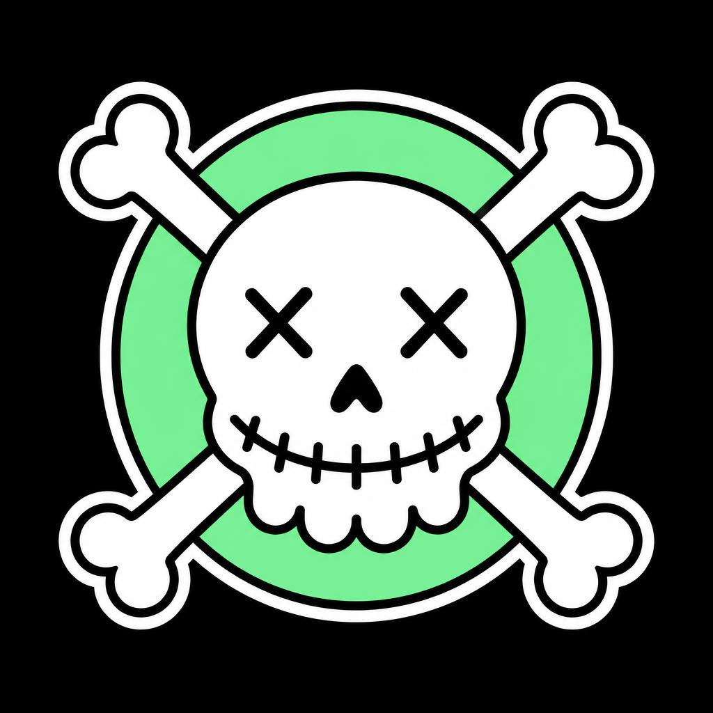 Zippen Daniels skull mark in phosphor green on black