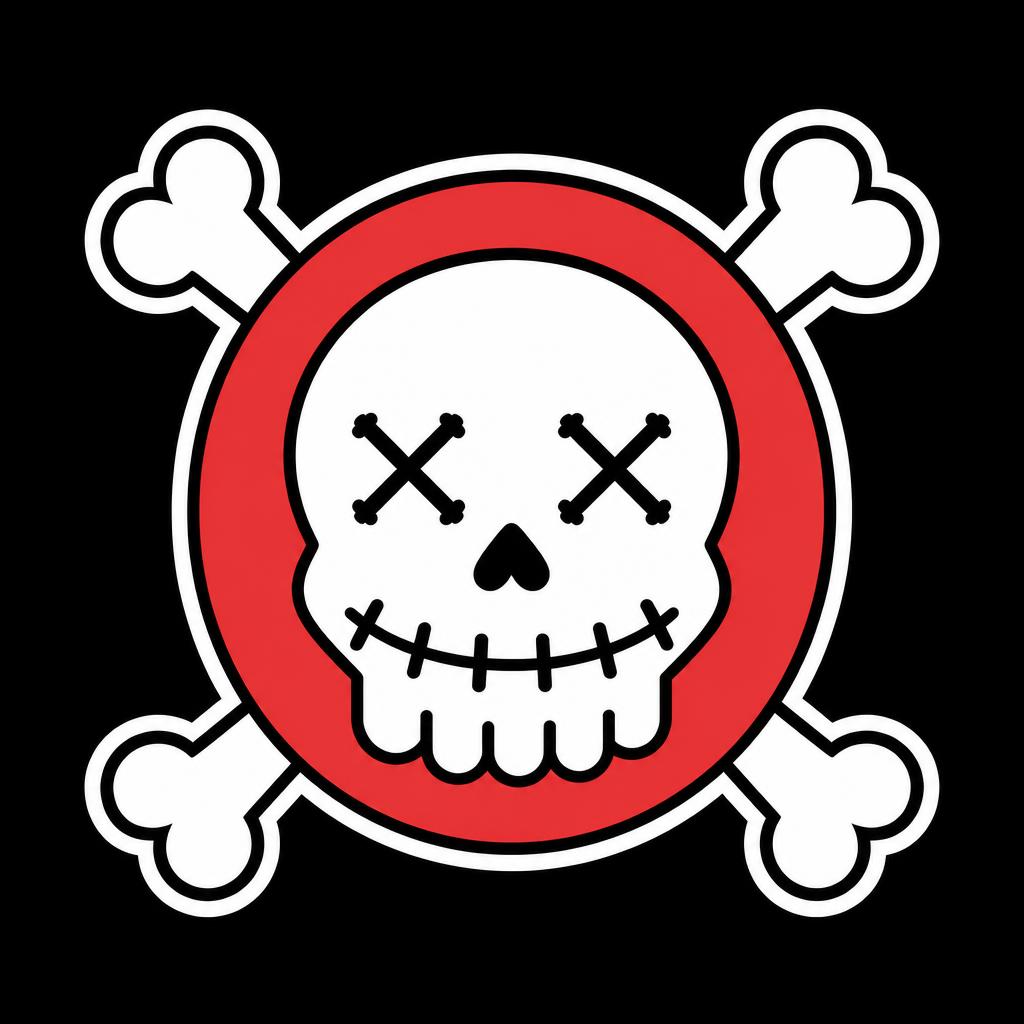 Zippen Daniels skull mark in alert red on black