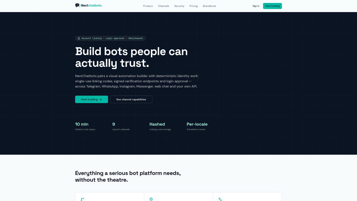 NextChatbots homepage